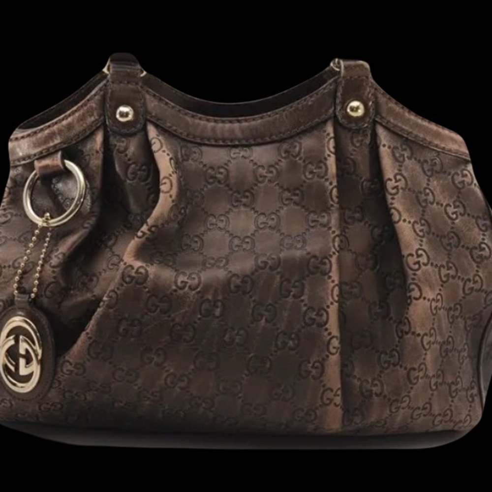 GUCCI Guccissima Sukey GG Leather Hobo Shoulder Satchel Tote π - Picture 10 of 15